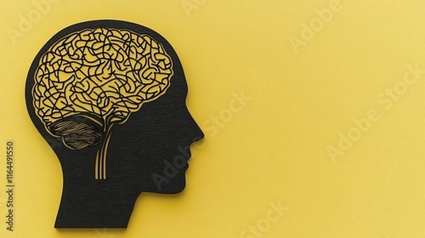 Fototapeta Cognitive restructuring methods for tackling negative thoughts, vivid yellow backdrop to emphasize optimism and clarity.