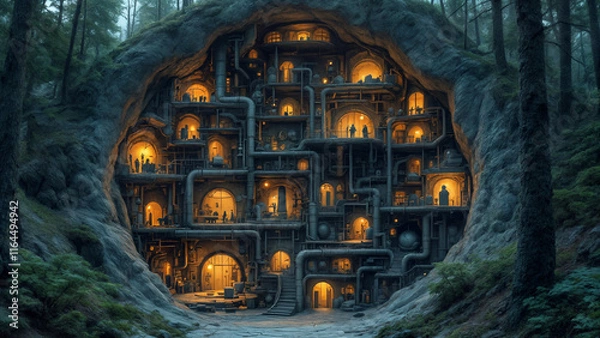 Obraz Underground Steampunk Dwelling