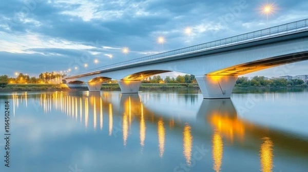 Fototapeta Twilight Overpasses with Reflections in Urban Setting