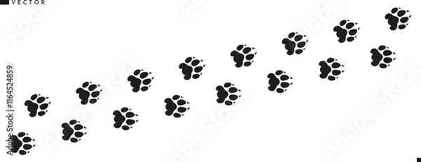 Obraz Puma paw prints silhouette. Wild animal. Leopard paw prints vector