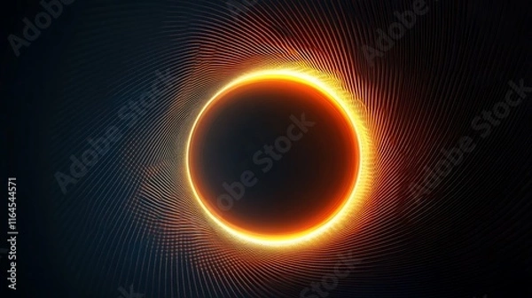 Fototapeta Abstract Orange Glow Circular Design Within Dark Lines