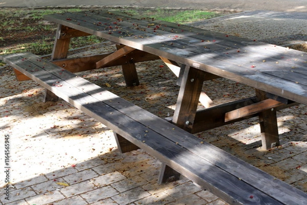 Fototapeta bench for rest in the city park