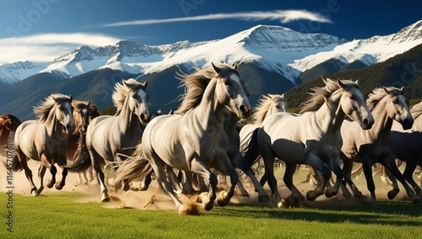 Fototapeta horses generative Al