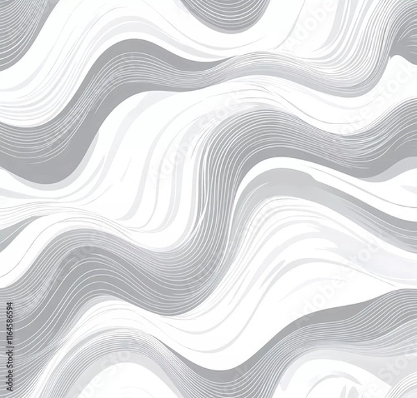 Fototapeta Black Line Wave on White Background: Minimalist Design Material for Creative Projects