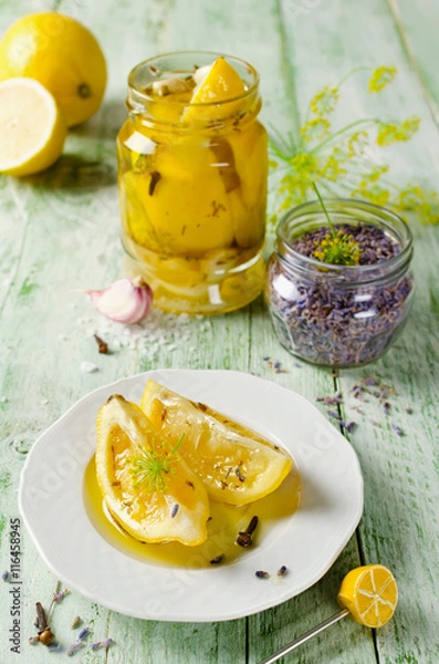 Fototapeta Pickled lemon with lavender