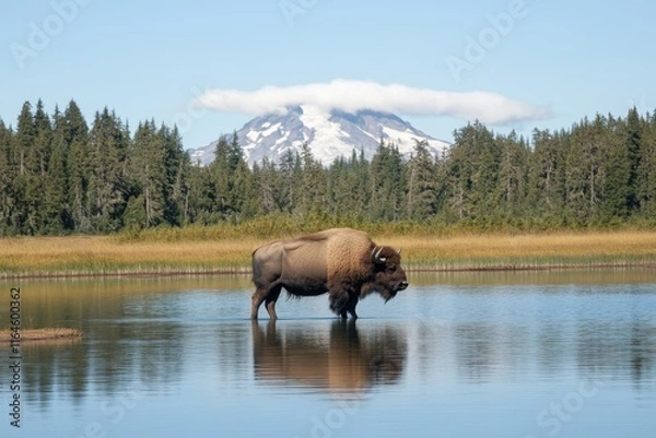 Obraz american bison in park national park