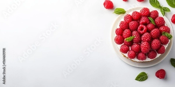 Fototapeta Romantic Raspberry Cheesecake with Heart Decorations on a Plate 8