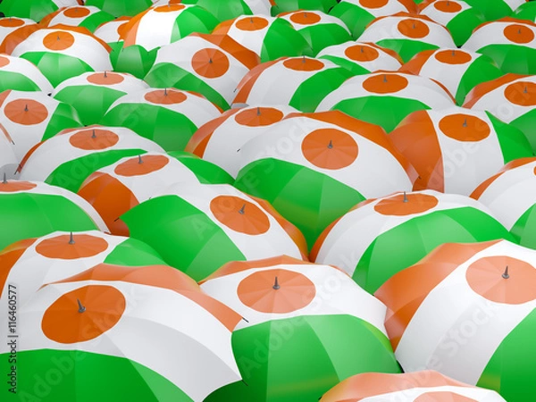 Fototapeta Umbrellas with flag of niger