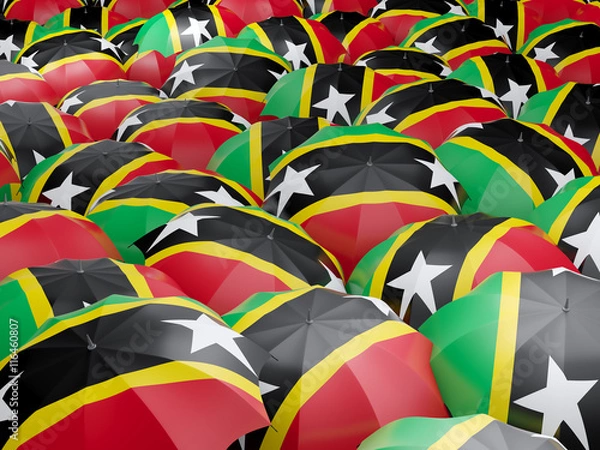 Fototapeta Umbrellas with flag of saint kitts and nevis