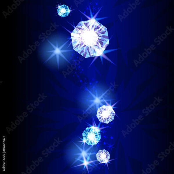 Obraz Diamonds background with blue light.