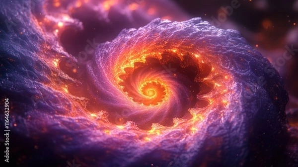 Obraz Fiery spiral nebula with textured, glowing surface.