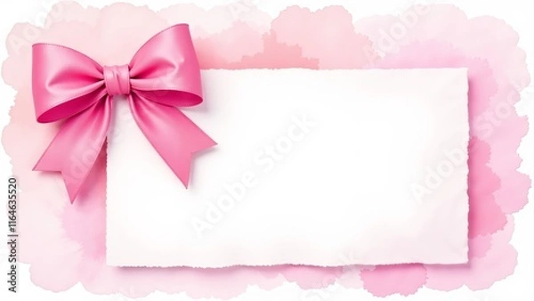Obraz Celebrate with a joyful pink gift wrap and blank card for heartfelt messages