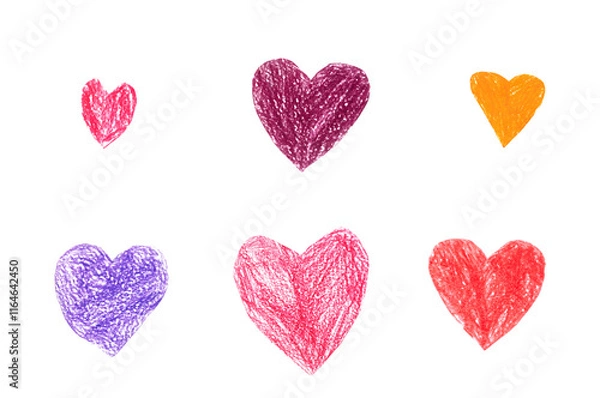 Obraz collection pencil drawn heart isolated on white background