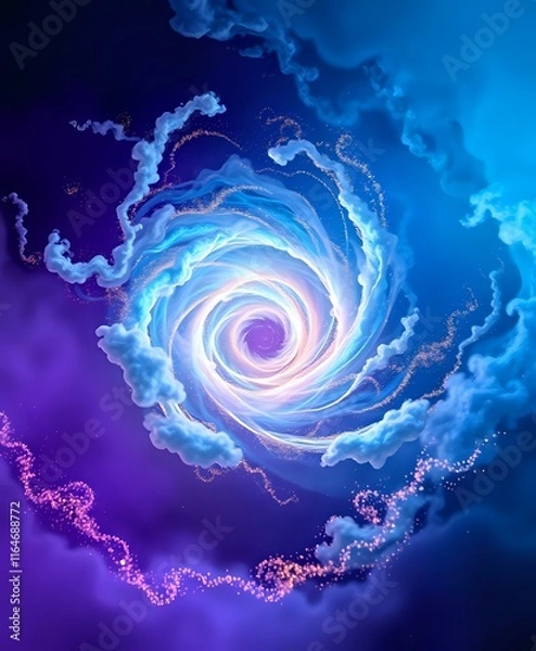 Fototapeta Cosmic Whirlpool: Vibrant Spiral Galaxy in Deep Space
