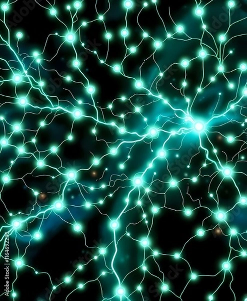 Obraz Dynamic Bioluminescent Neural Network - Art Nouveau Inspired