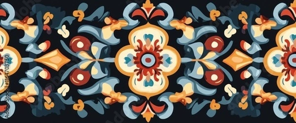 Fototapeta Ornate floral damask pattern border.