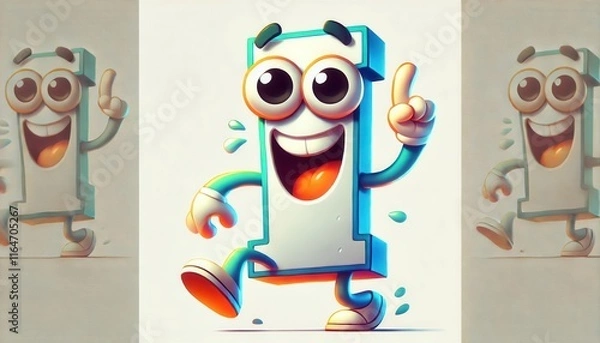 Obraz Cheerful cartoon number 1 mascot with vibrant and playful design AI generated
