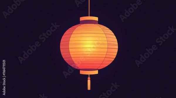 Fototapeta A illustration of a Chinese lantern, its body filled with a smooth gradient of colors.