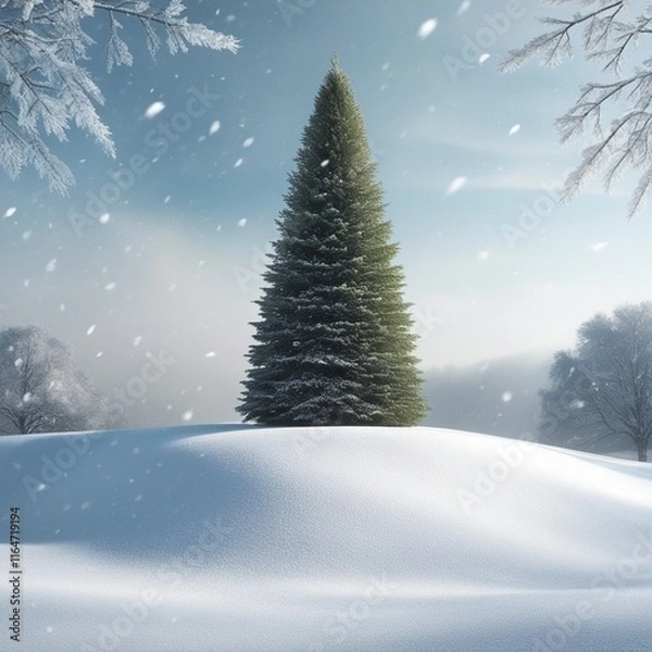 Obraz christmas tree in snow