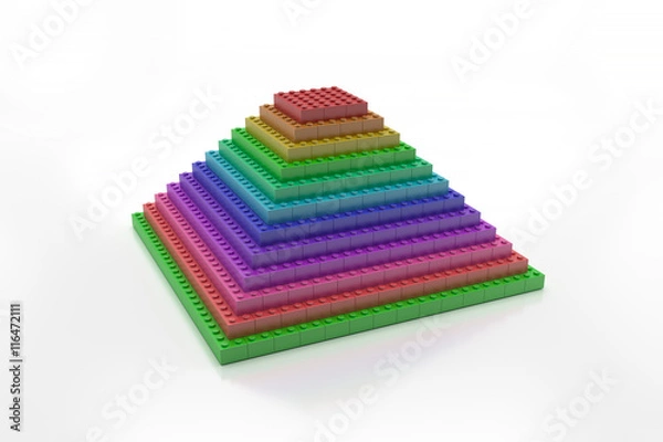 Fototapeta Rainbow blocks pyramid - Concept -Isolated.3D illustration
