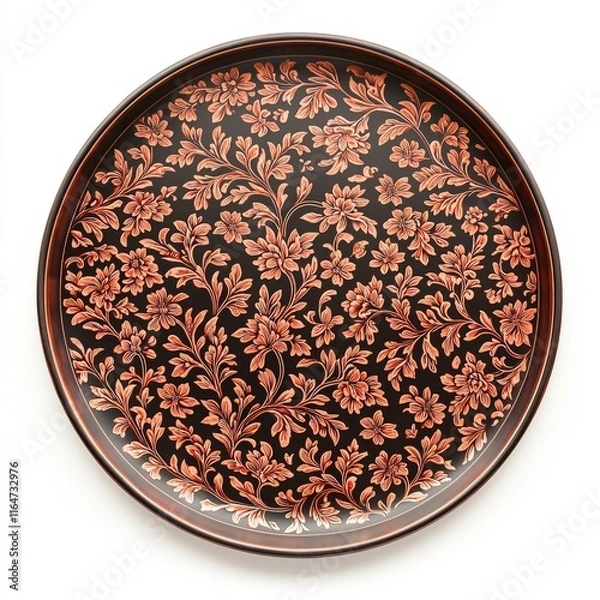 Obraz An elegant decorative plate featuring intricate floral patterns in vibrant colors, showcasing craftsmanship and artistry.