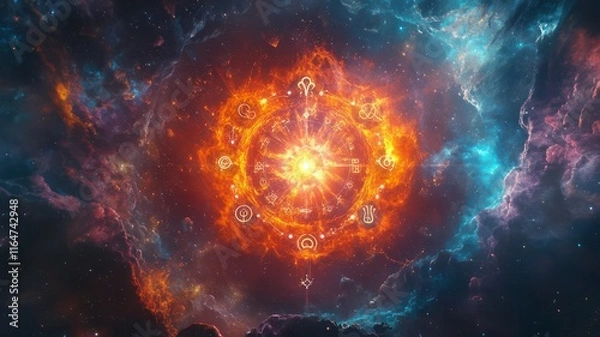 Fototapeta Image of the zodiac created with Generative AI