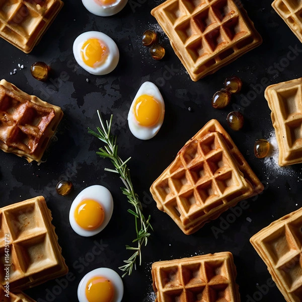 Fototapeta Delicate floating waffles paired image