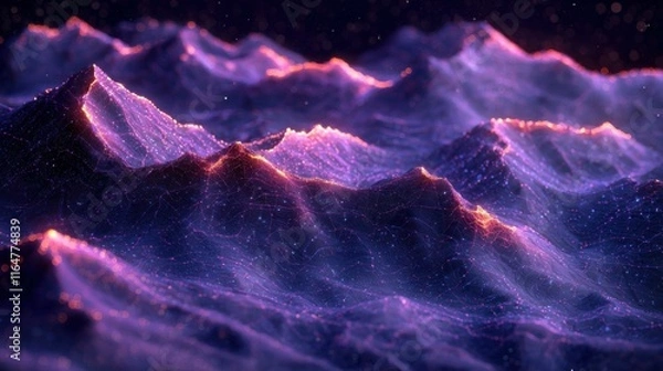 Fototapeta This digital representation showcases vibrant, undulating abstract waves in a serene landscape, featuring layered textures and a soft color gradient.