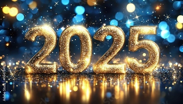 Fototapeta Glittering Gold Two Thousand Twenty Five New Year
