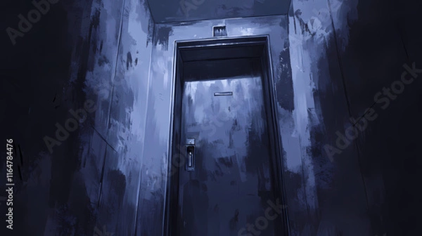 Fototapeta Abandoned lift shaft with faint whispers echoing in the darkness, echo, void, abandoned. whisper. illustration. Whispering. Illustration