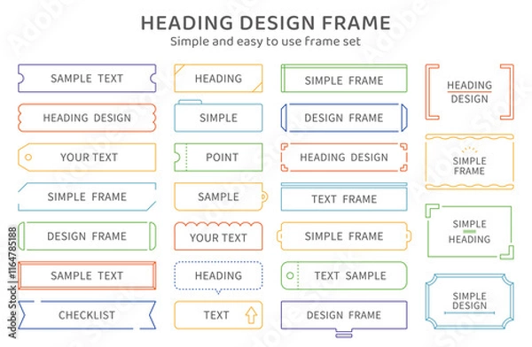 Fototapeta シンプル　フレーム　枠　セット　線　飾り　装飾　見出し　あしらい　デザイン　素材　飾り罫　イラスト