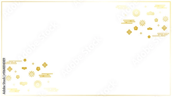 Obraz お正月に使える金色の和柄グラデーション枠