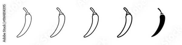Fototapeta chilli icon Simple thin line logo set