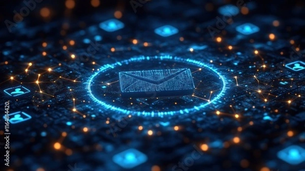 Fototapeta Digital email message network connection.