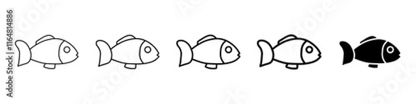 Fototapeta fish icon Simple thin line logo set
