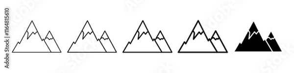 Fototapeta mountain icon Simple thin line logo set
