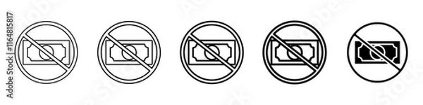 Obraz no cash icon Simple thin line logo set