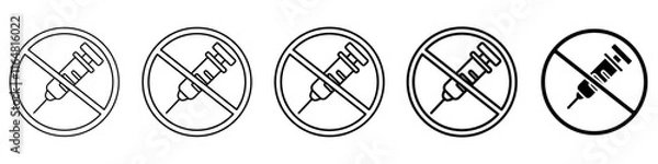 Fototapeta no injection icon Simple thin line logo set