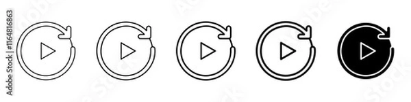 Fototapeta replay icon Simple thin line logo set