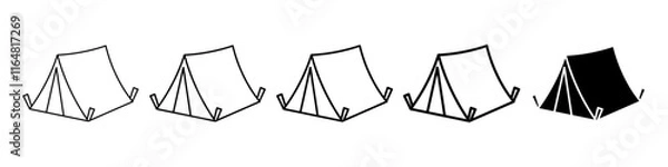 Fototapeta tent icon Simple thin line logo set
