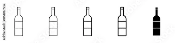 Fototapeta wine bottle icon Simple thin line logo set