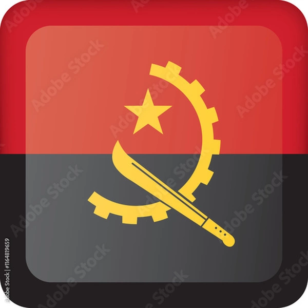 Fototapeta PrintIcon representing a square button with the flag of Angola. Ideal for catalogs of institutional materials and geography