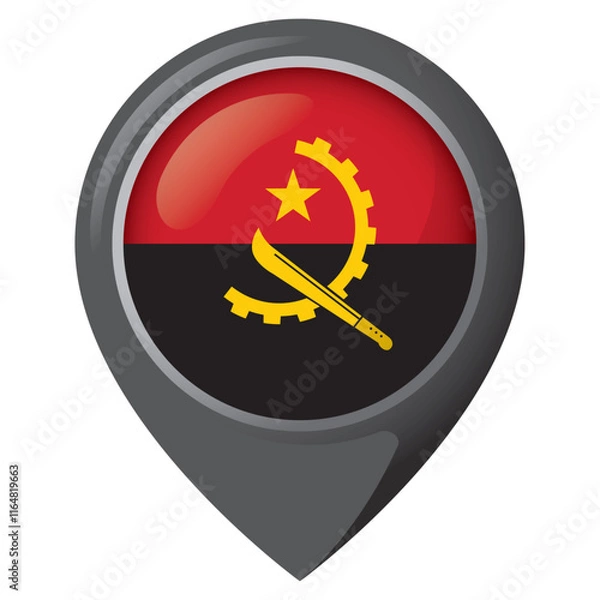 Fototapeta Icon representing a location pin with the flag of Angola. Ideal for catalogs of institutional materials and geography