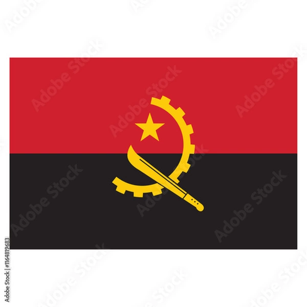 Fototapeta Illustration of the flag of Angola, and various icons. Ideal for catalogs of institutional materials and geography