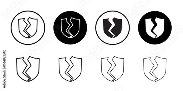 Fototapeta Broken shield icon Thin line vector illustration set