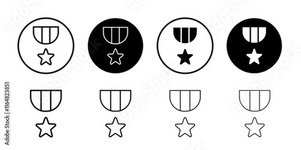 Fototapeta Military medal icon Thin line vector illustration set