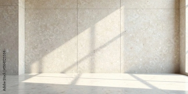 Obraz Sunlit Minimalist Interior Space  Empty Room with Textured Walls and Polished Floor Featuring Natural Light Patterns