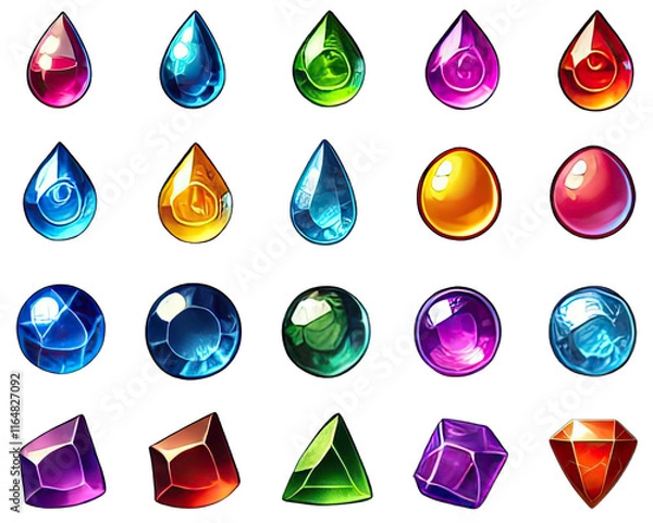 Fototapeta Gems Crystal Fantasy RPG Game Inventory Icon Pack