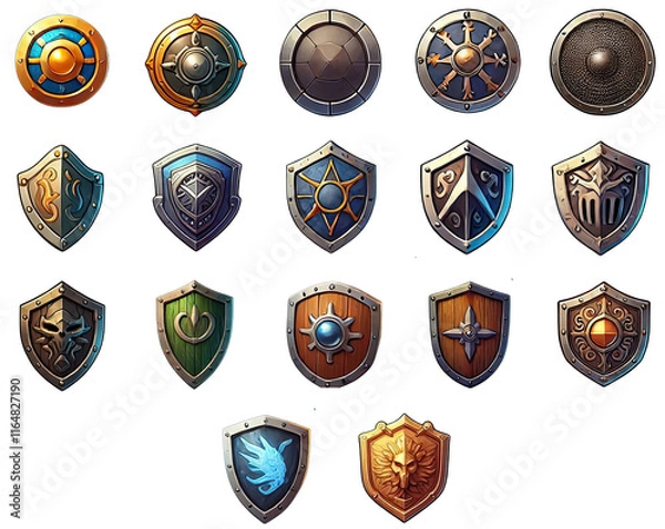Fototapeta Shield Fantasy RPG Game Inventory Icon Pack