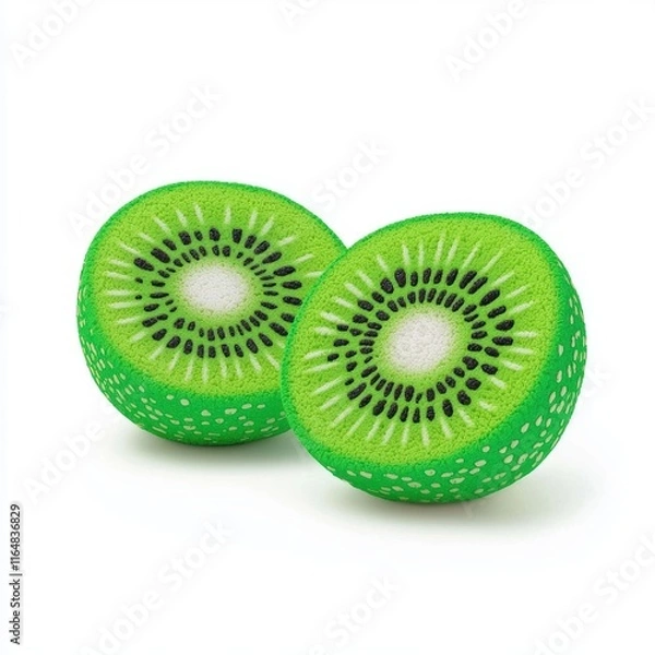 Fototapeta Juicy Green Kiwi Fruit Slices Isolated on White Background for Healthy Lifestyle